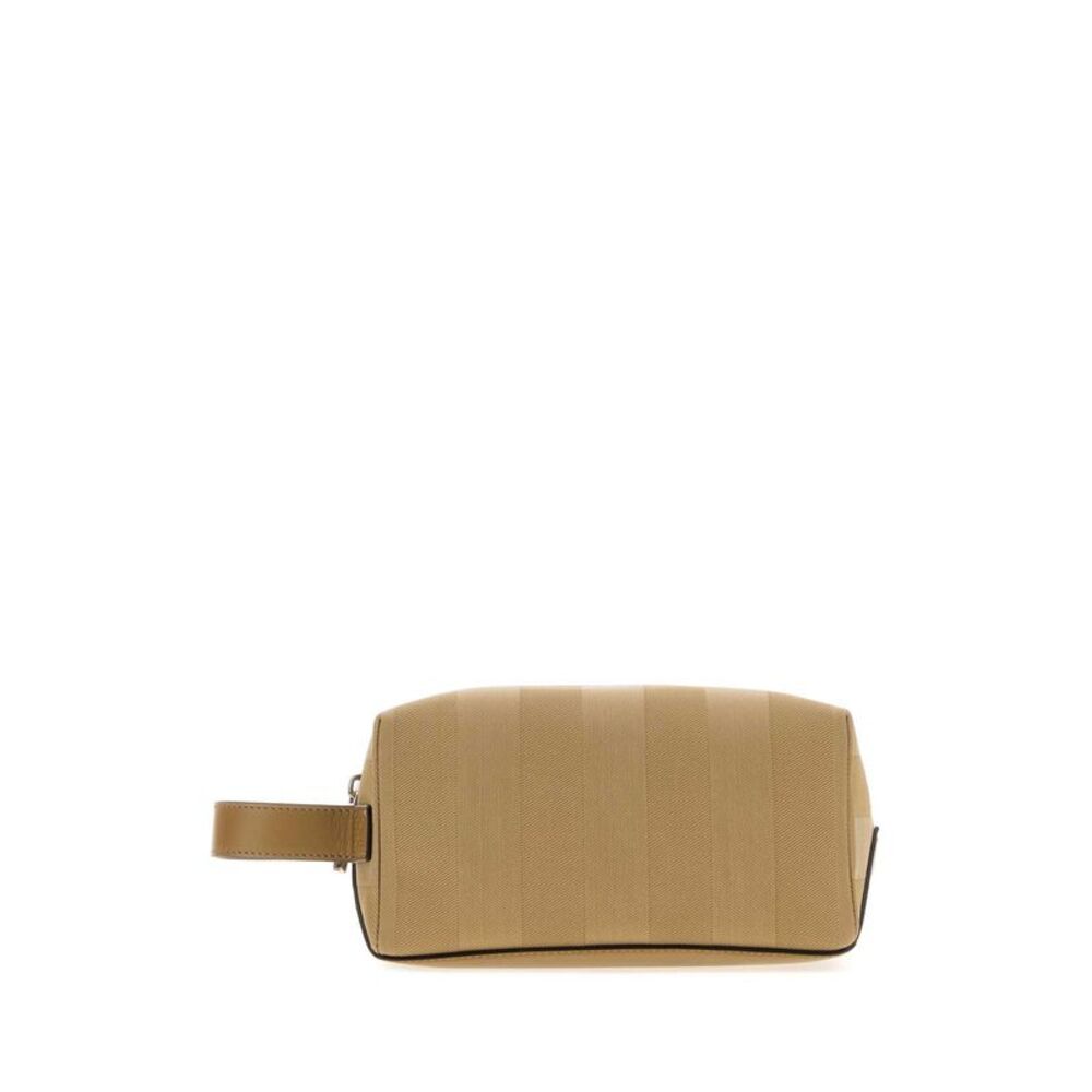Fendi Men Beige Canvas Beauty Case